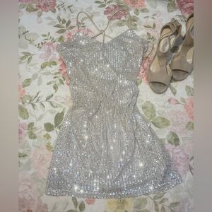 Sadie & Sage Boot Barn Gold Champagne Sequin Mini dress 🌟 like new
